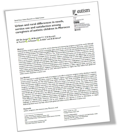 Article Study Needs of Caregivers caring for children with autism in Morocco